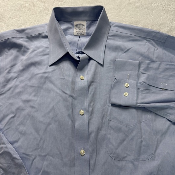 Brooks Brothers Other - Brooks Brothers Dress Shirt Mens 16.5 34/35 Blue Regent Fit Non-Iron 1818 Cotton